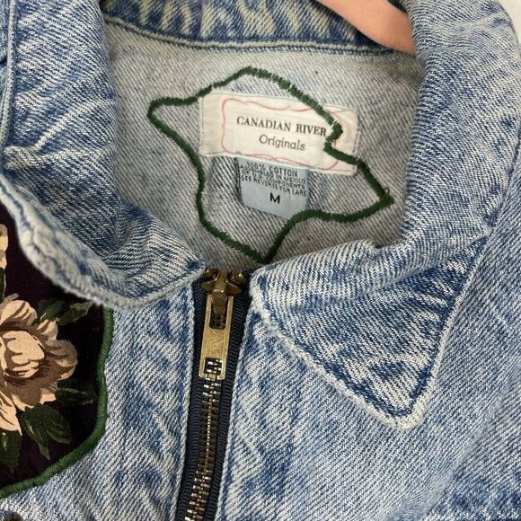 Canadian River Originals Denim Vest Floral Patches Size Medium - Picture 3 of 6